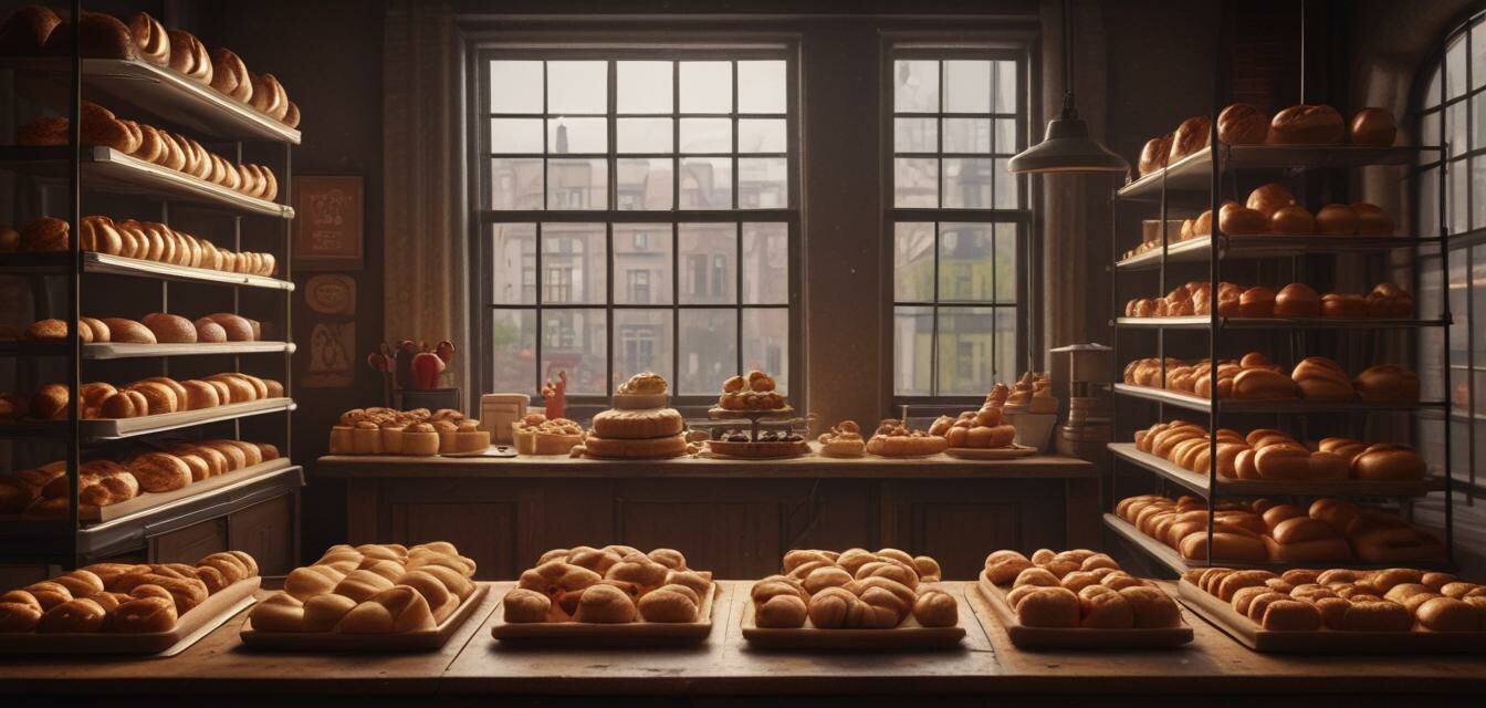 A cozy artisan bakery showcasing freshly baked goods