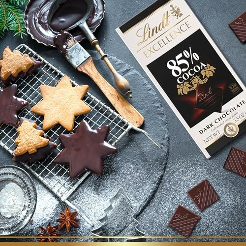 Dark chocolate cookies and Lindt Excellence 85% cocoa bar.