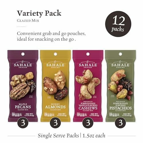 Sahale Snacks variety pack with pecans, almonds, cashews, and pistachios.